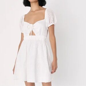 Excuse to Flirt White Floral Embroidered
Puff Sleeve Mini Dress